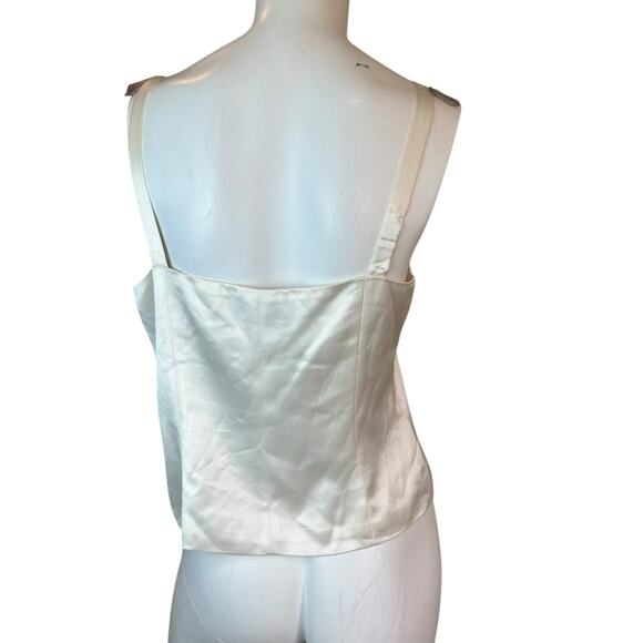 Musani Couture Women's White Designer Satin Tank Shell sz 44=L - Picture 2 of 6